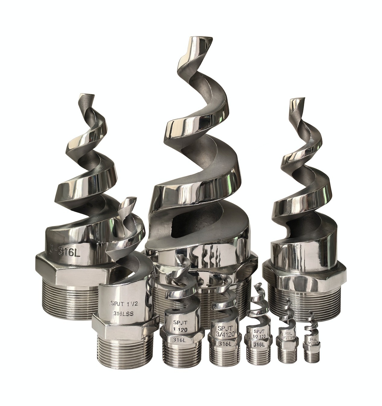 Stainless steel Boat Vessel desulfurization 316SS umbrella wash spraying fire protection helix screw helical spjt spiral nozzle