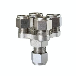 One Inlet Three (Four) Outlet High Pressure Cooling System 3/8" (9.52mm) Pipe Connector, Brass Plated Mist Three Four-Way Ferrule Hose Tube Joints Fitting