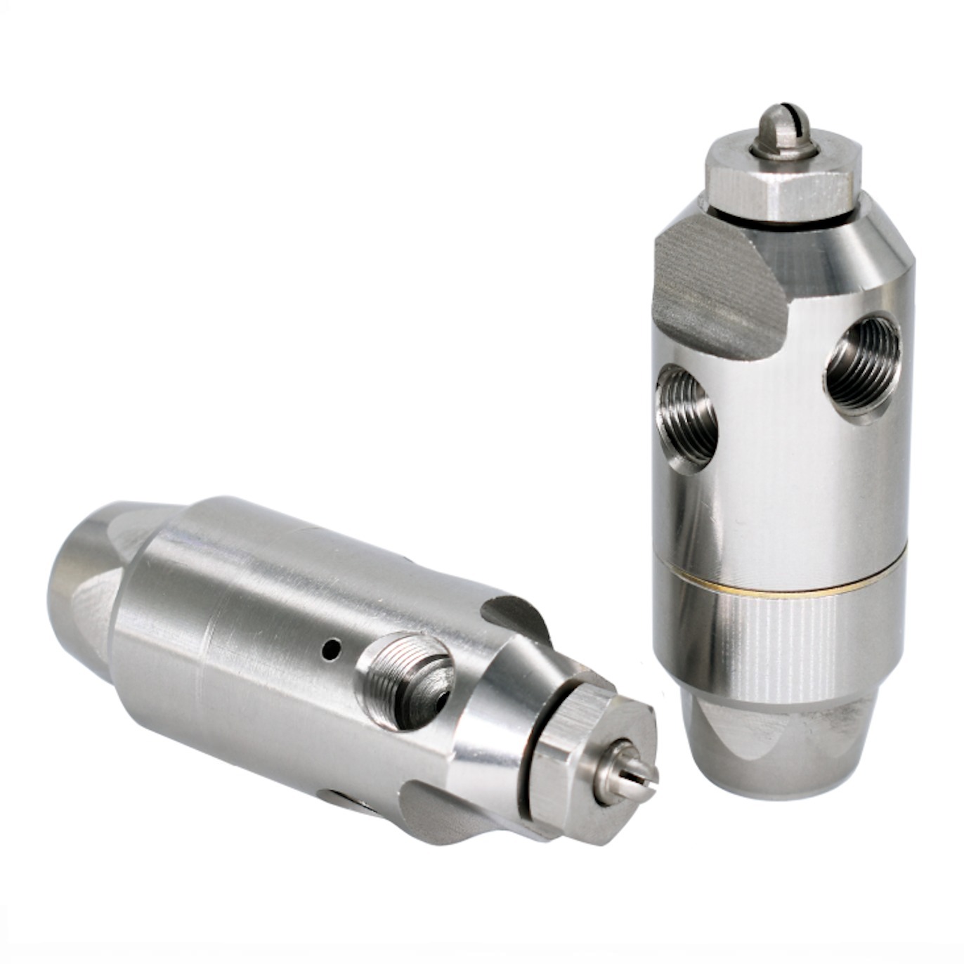 1/8 automatic three-fluid anti drip air liquid mixing flat fan/round spray mist fog atomizing nozzle — изображение 2