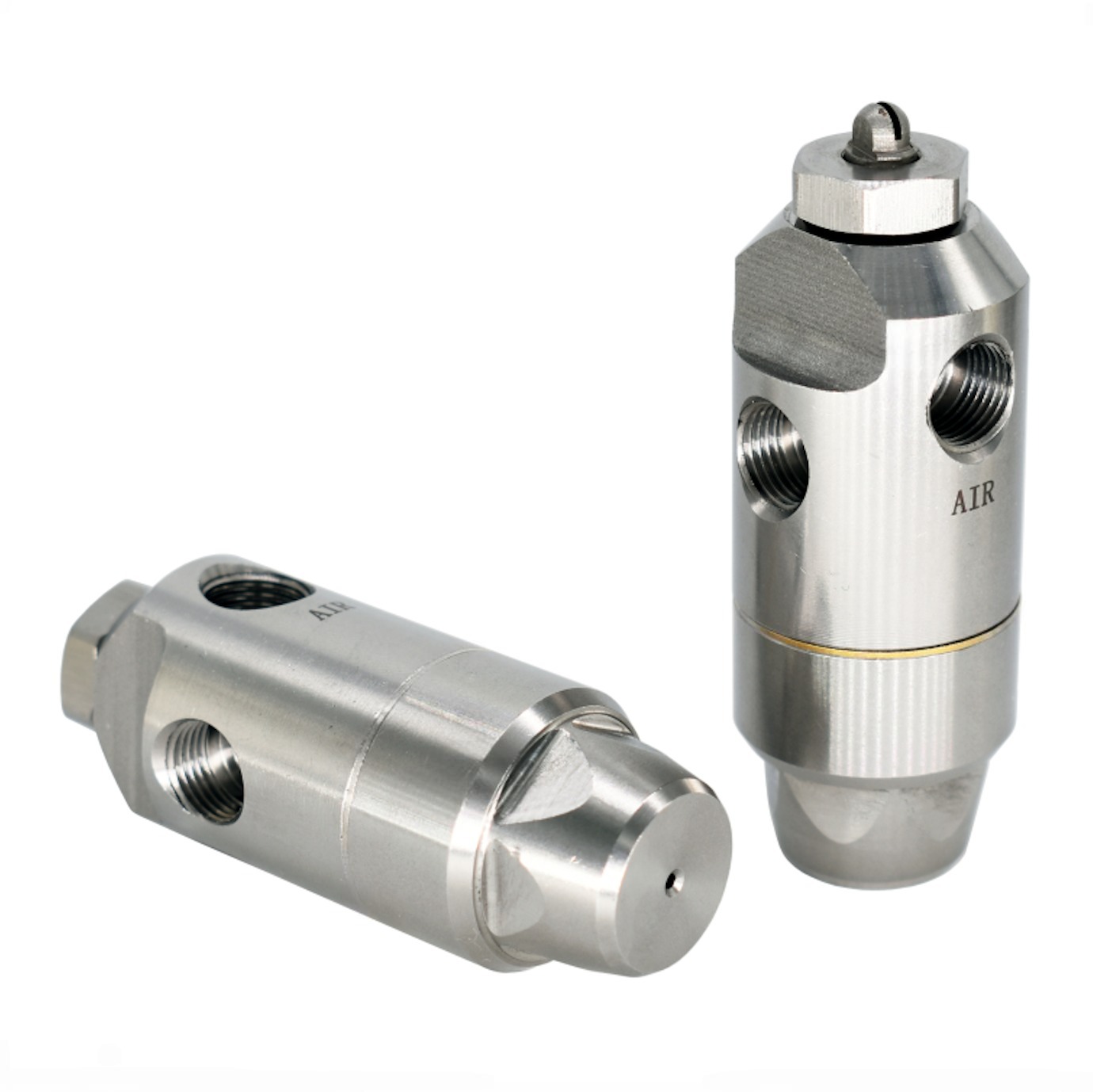 1/8 automatic three-fluid anti drip air liquid mixing flat fan/round spray mist fog atomizing nozzle — изображение 3