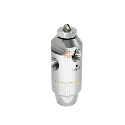 1/8 automatic three-fluid anti drip air liquid mixing flat fan/round spray mist fog atomizing nozzle