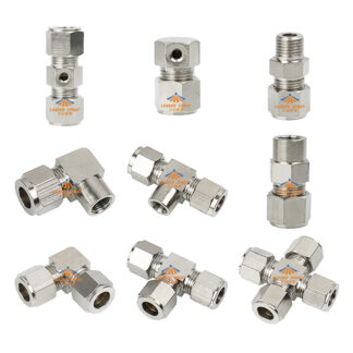3/8" SS Ferrule type connect stainless steel cross Tee straight line elbow high pressure mist cooling system fitting connectors joint
