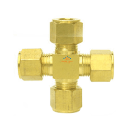 3/8" Brass ferrule type cross Tee straight line elbow joint connect high pressure mist humidification fog system fitting connector — изображение 2
