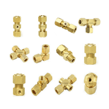 3/8" Brass ferrule type cross Tee straight line elbow joint connect high pressure mist humidification fog system fitting connector — изображение 5