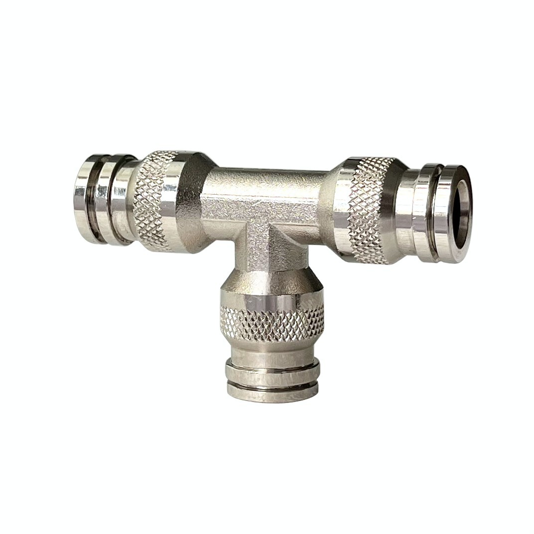 3/8" Knurled Slip lock quick coupling tube connect cross Tee straight line elbow high quality fog mist cooling system fitting and connector joint — изображение 4