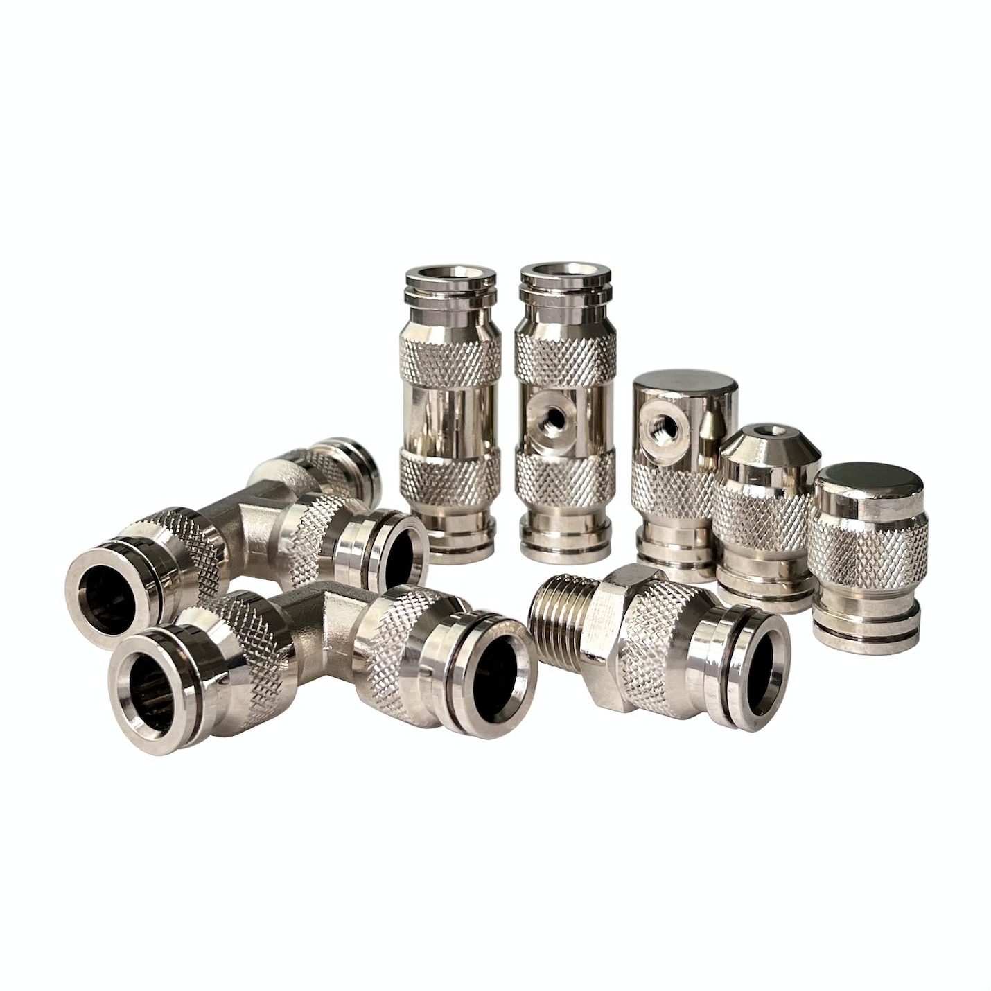 3/8" Knurled Slip lock quick coupling tube connect cross Tee straight line elbow high quality fog mist cooling system fitting and connector joint