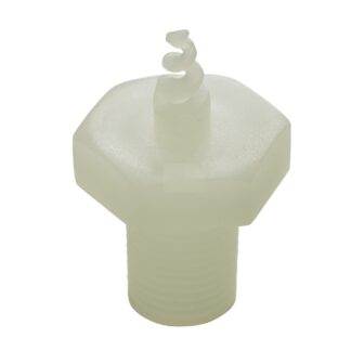 1/8" PP spiral PCB production line POM white color plastic 120 degree pig tail SPJT water jet spray nozzle