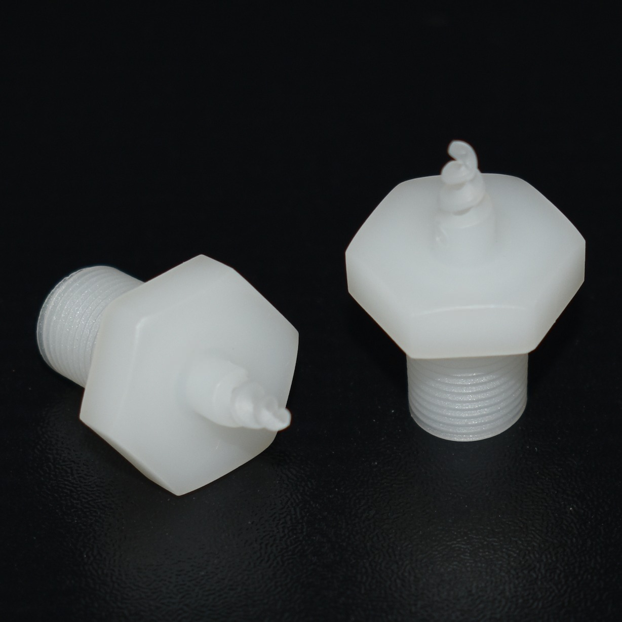 1/8" PP spiral PCB production line POM white color plastic 120 degree pig tail SPJT water jet spray nozzle — изображение 5