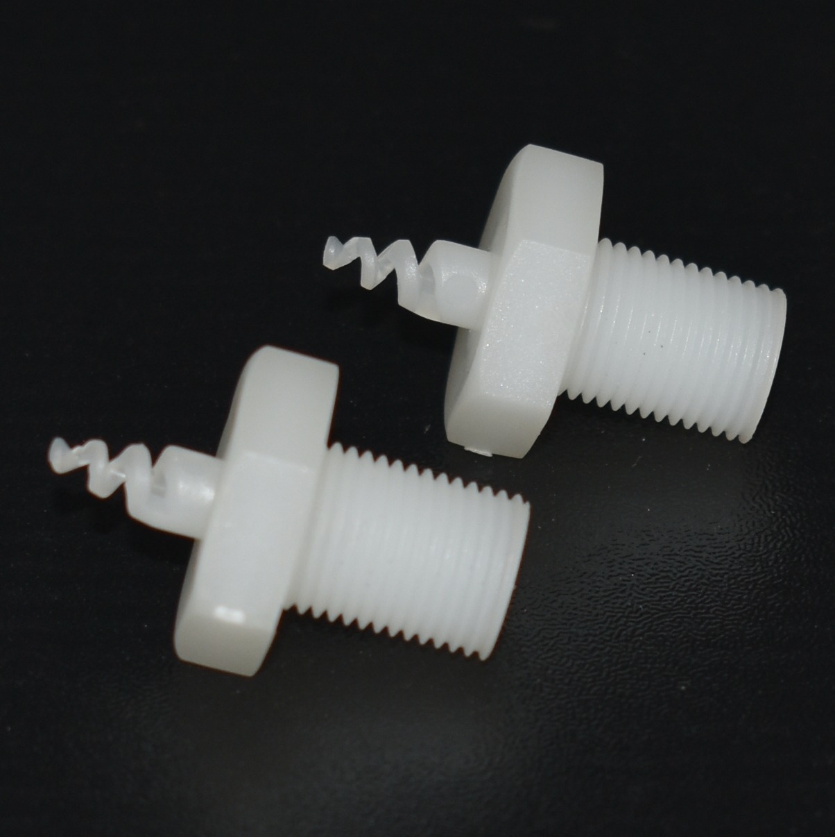 1/8" PP spiral PCB production line POM white color plastic 120 degree pig tail SPJT water jet spray nozzle — изображение 3