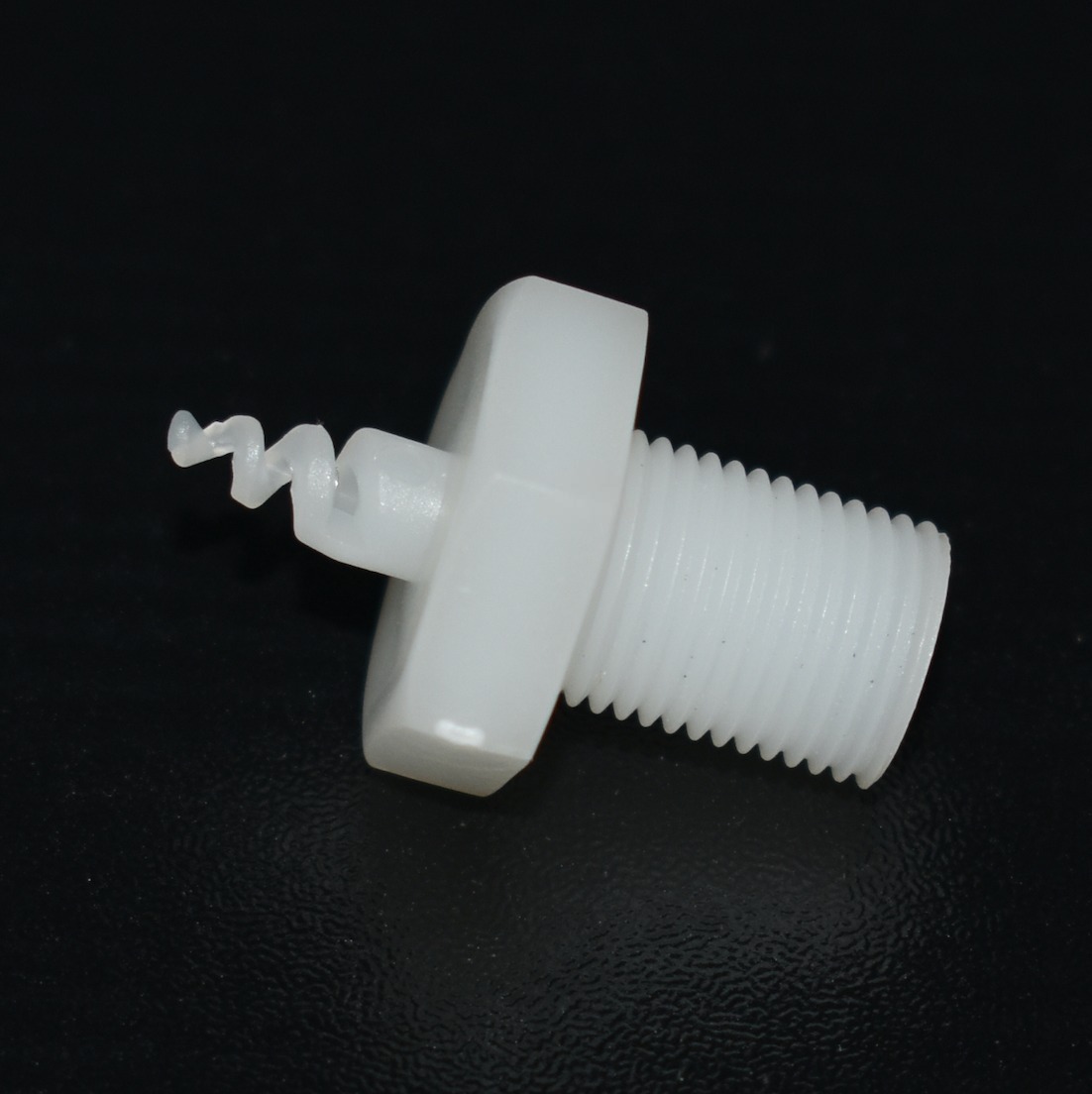 1/8" PP spiral PCB production line POM white color plastic 120 degree pig tail SPJT water jet spray nozzle — изображение 2