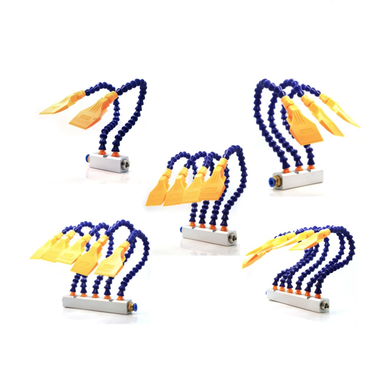 PCB Drying Wind jet air spray nozzle suit with universal coolant tube aluminum alloy base 2,3,4,5,6,7,8,9,10 multi-line distributor — изображение 2