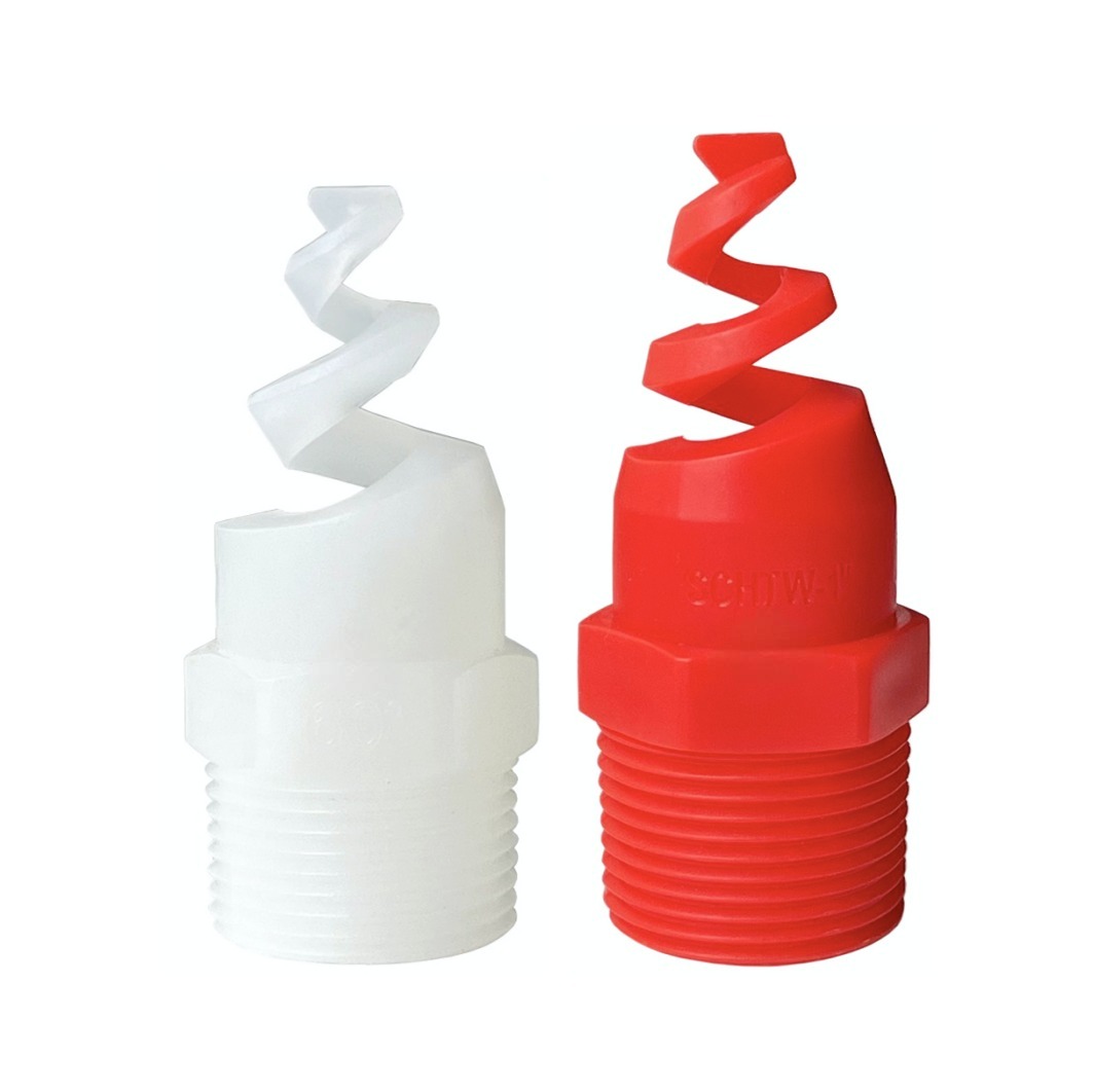 Plastic PP spiral 1/4", 3/8", 3/4", 1", 1-1/2", 2", 3" 60 degree, 90 degree, 120 degree cooling tower hhsj SPJT water jet full cone spray nozzle
