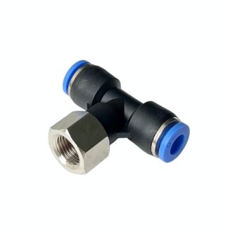 Push in Fitting | 6mm O.D Tubing Pneumatic Connector, 3/8 inch (9.52mm) O.D Slip Lock Pipe Tee Plastic Fittings | 1/8 BSPT Female Swivel Thread Connector