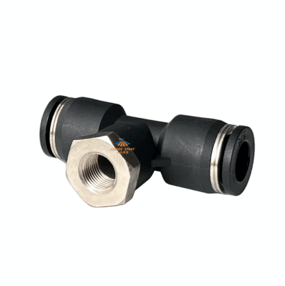 Push in Fitting | 6mm O.D Tubing Pneumatic Connector, 3/8 inch (9.52mm) O.D Slip Lock Pipe Tee Plastic Fittings | 1/8 BSPT Female Swivel Thread Connector — изображение 2