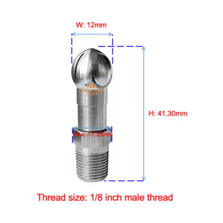 1/8 inch 360 degree rotating jet small bottle inside CIP washing cleaning spray rotate water to clean tube nozzle