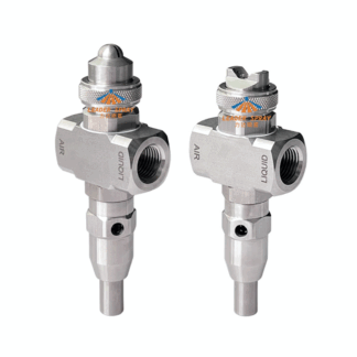 Self cleaning atomizer fogjet washing siphon pressure cooling dust control flat fan/cone air atomizing fog spray nozzle