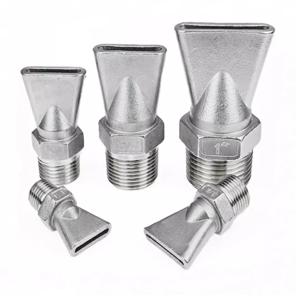 Duckbill Jet, Slip type Air Knife, 304 Stainless Steel External Thread Water Truck Nozzle, Cleaning Blowing Off Flat Fan Spraying