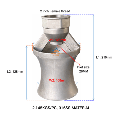 2 inch Female thread Eductor connect 316 stainless steel liquid mixing venturi spray jet nozzle — изображение 2